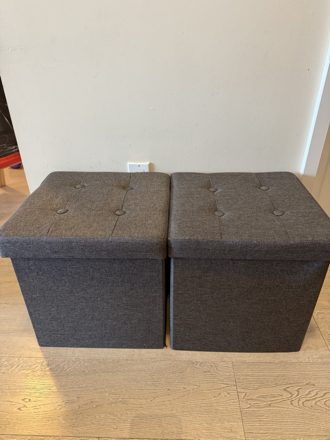 Storage Ottoman Benches - Dark Gray, Set of 2
