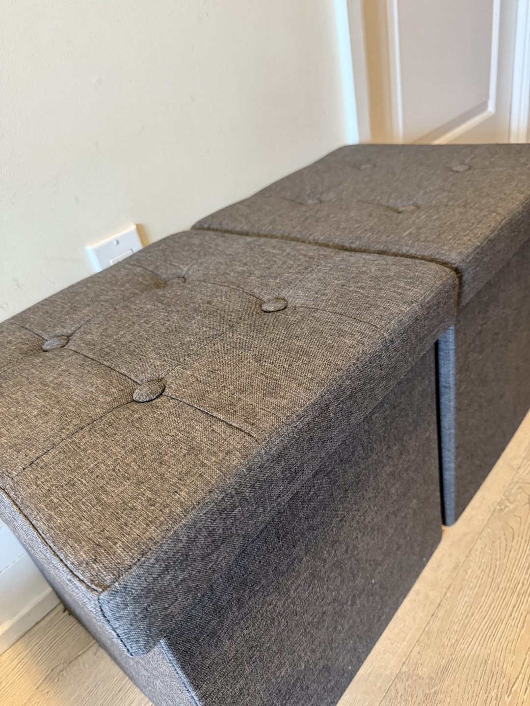 Storage Ottoman Benches - Dark Gray, Set of 2 - photo 2