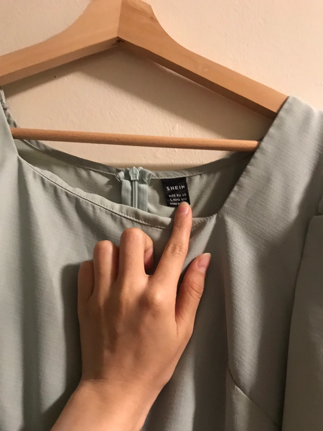 Shein Sage Green Peplum Top - Size L image indicator(2)