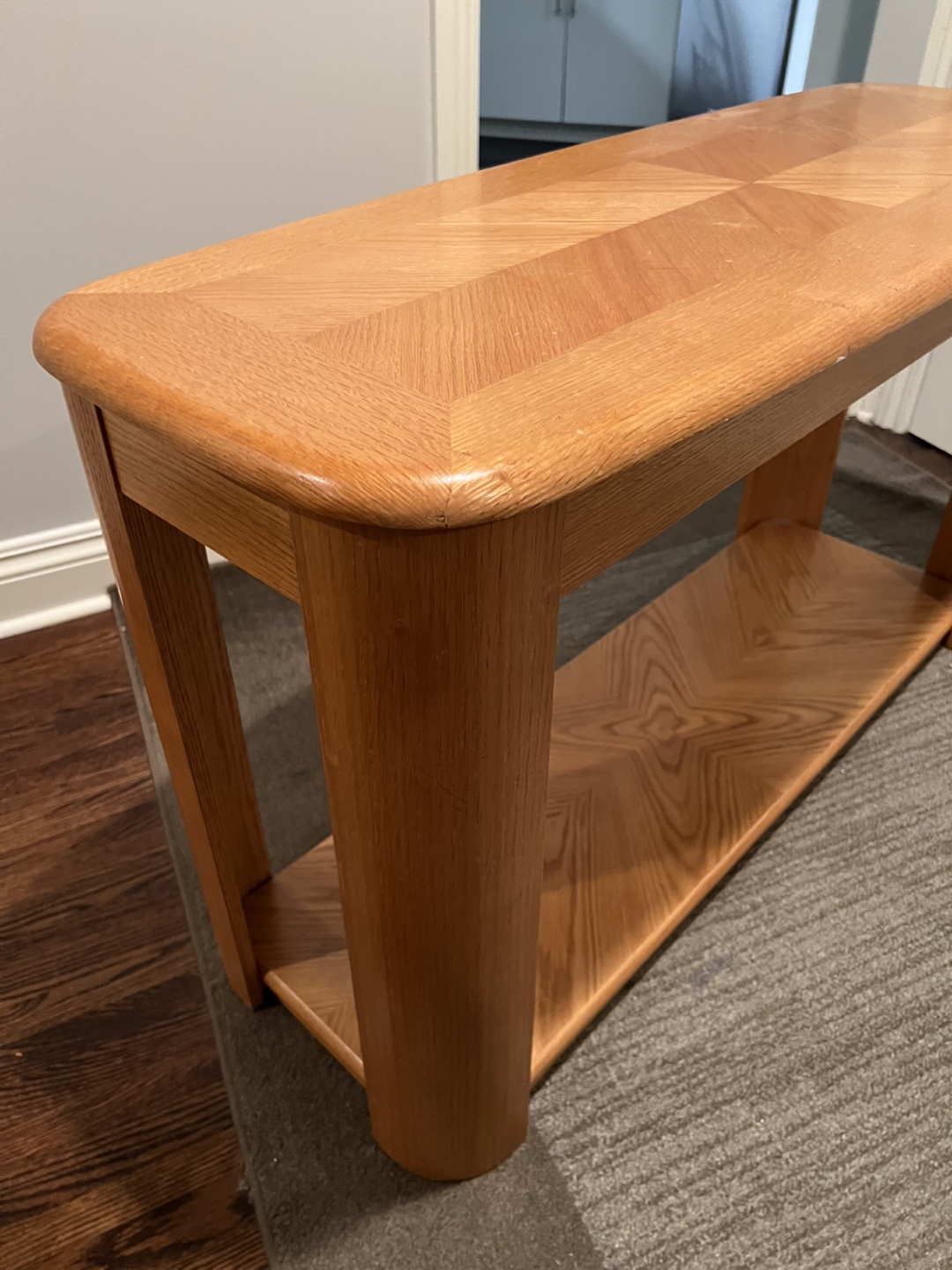 Wood grain golden sofa table