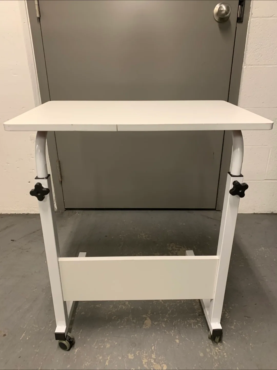 Adjustable Height White Rolling Table image indicator(3)