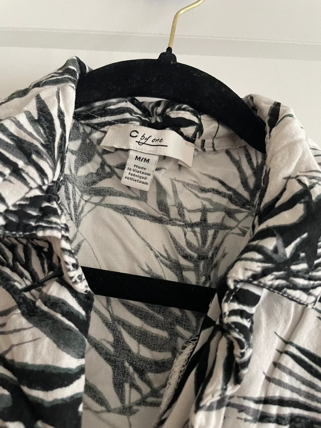 C by One M/M Black & White Leaf Print Shirt image indicator(2)