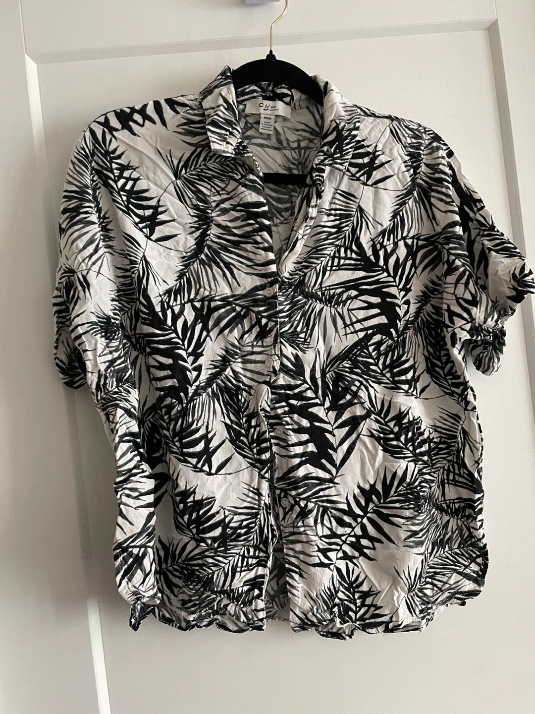 C by One M/M Black & White Leaf Print Shirt thumbnail