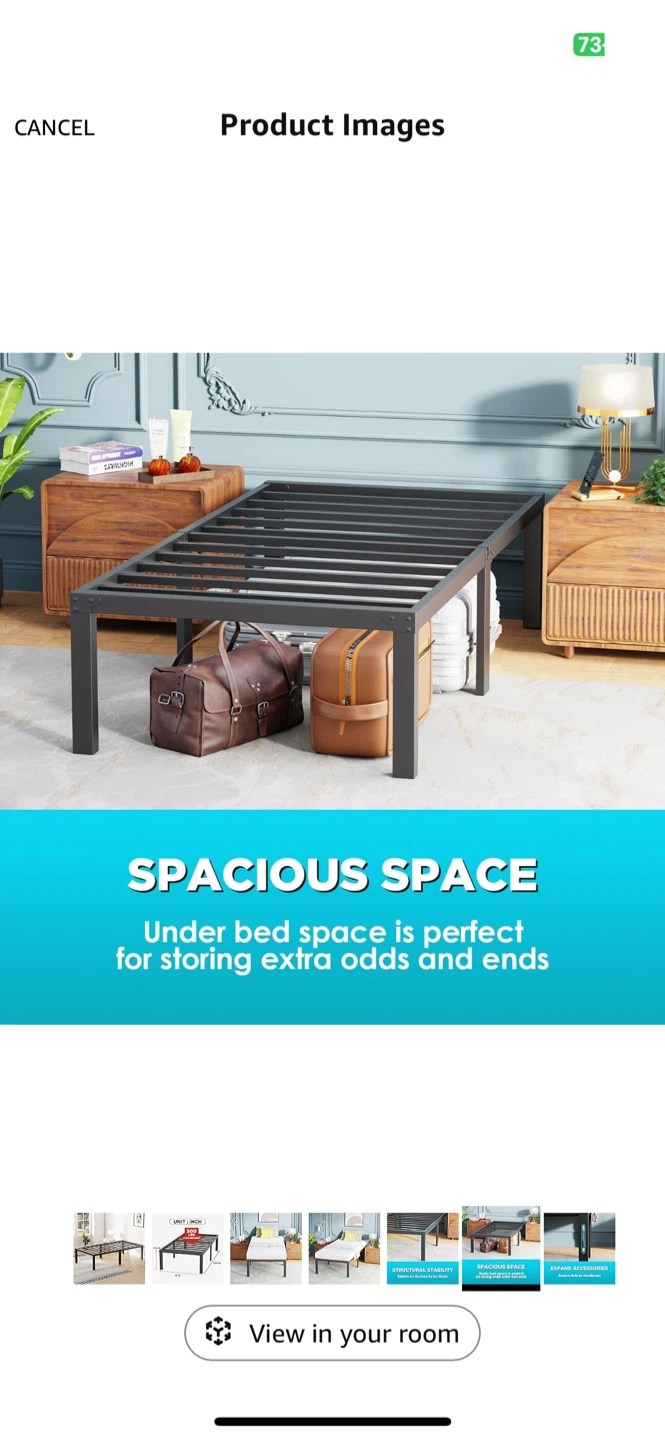 Metal Bed Frame - Spacious Under Bed Storage - photo 2