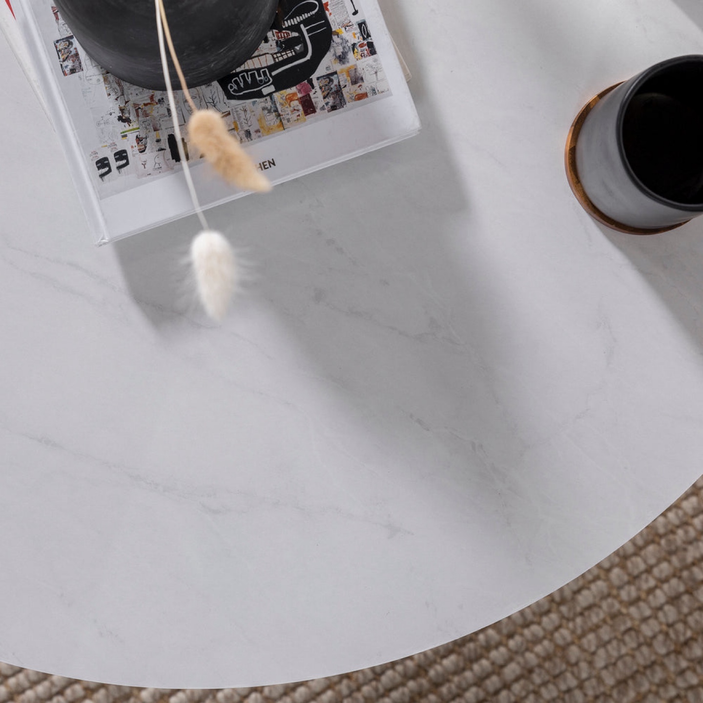 New Modern Round Coffee Table Gold and White - photo 5