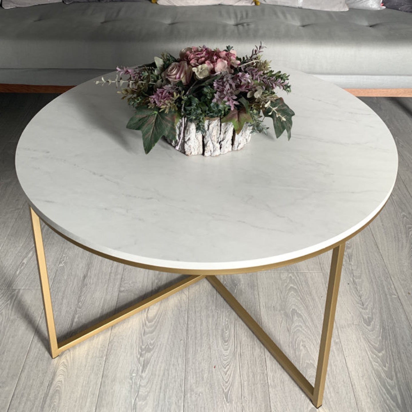 New Modern Round Coffee Table Gold and White