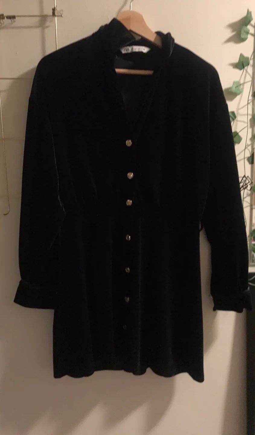 Zara Black Velvet Dress - Size M thumbnail