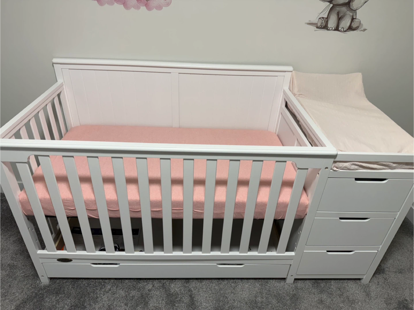 White Baby Crib with Changing Table - photo 3
