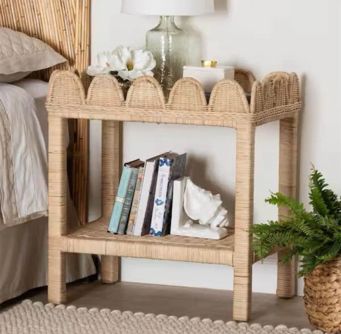 New Boho Bohemian Rattan Nightstand or Side Table image indicator(4)