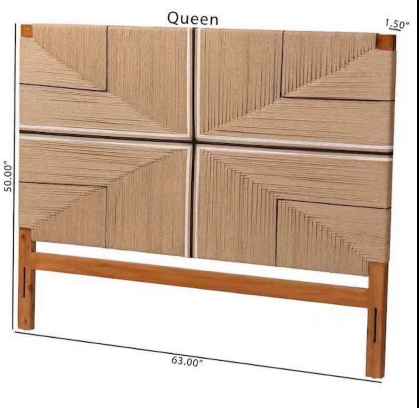 New Queen Size Eclectic Boho Bali and Pari Rattan Headboard - photo 3