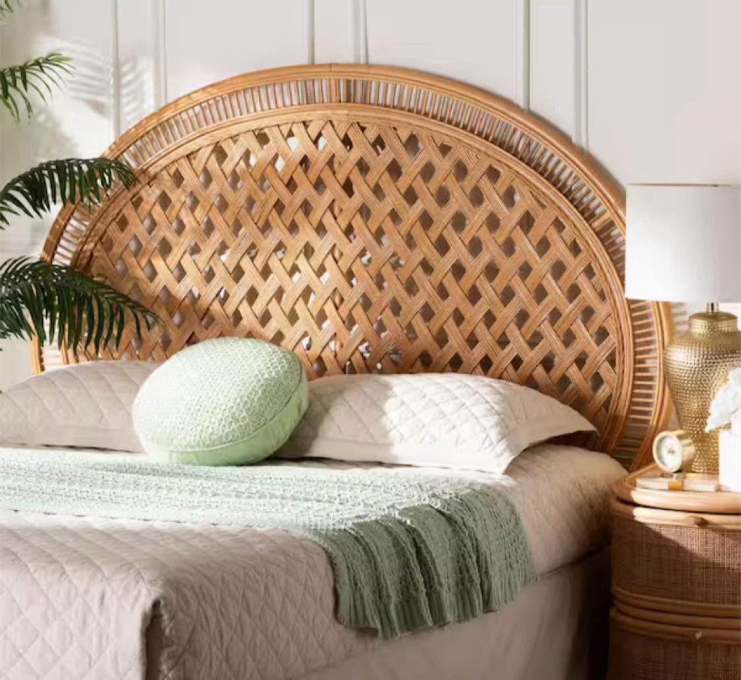 New Boho Bohemian Rattan Queen Size Headboard