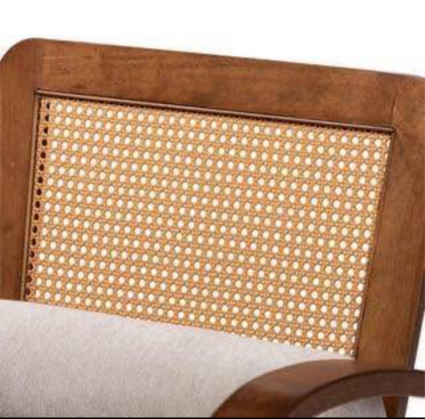 New Japandi Scandinavian Boho Beige and Walnut Brown Armchair - photo 5