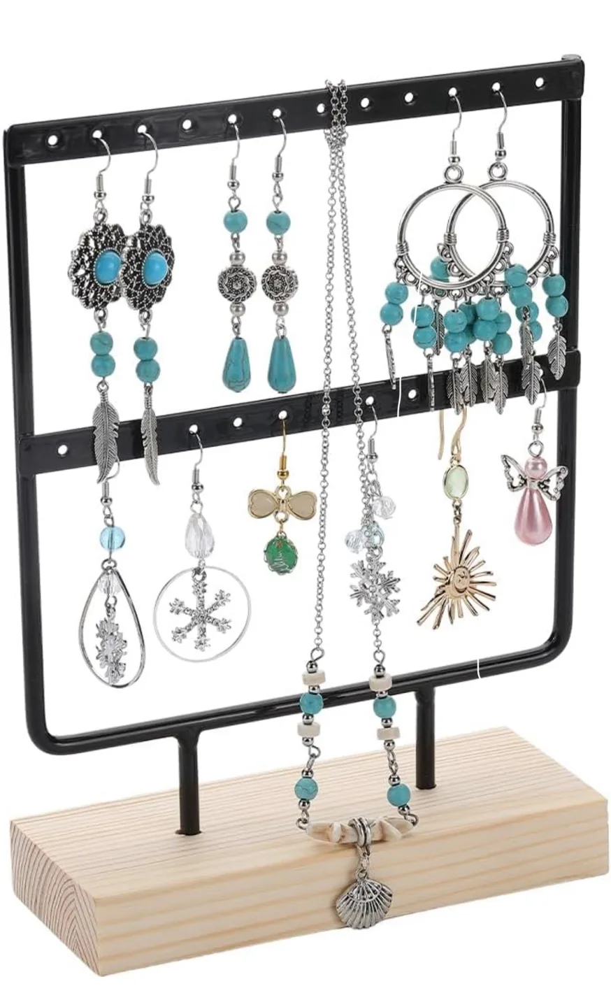 2 x Collapsable Earring Display Stands with Wooden Base image indicator(5)