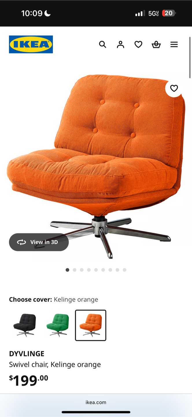 IKEA DYVLINGE Swivel Chair, Kelinge Orange 🥕