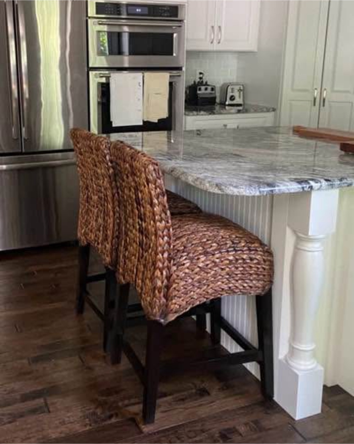 New Set of 2 Abaca Boho Counter Height Stools