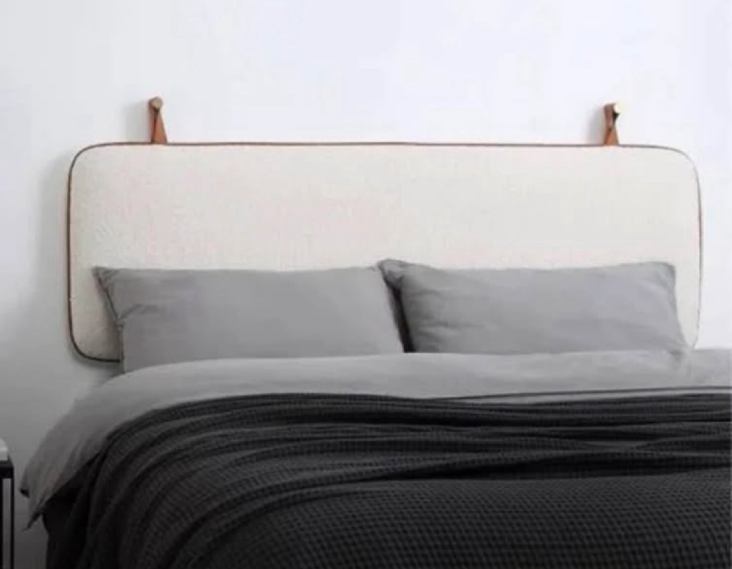 New White Boucle Fabric Queen Size Wall-Mounted Headboard