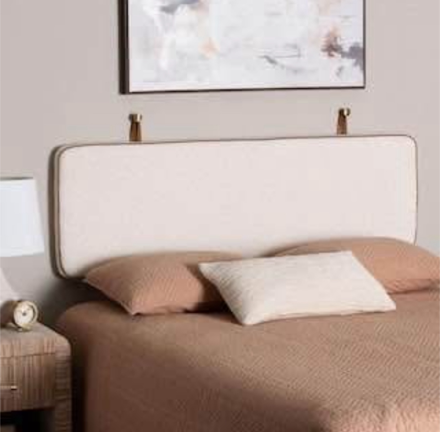 New White Boucle Fabric Queen Size Wall-Mounted Headboard - photo 4