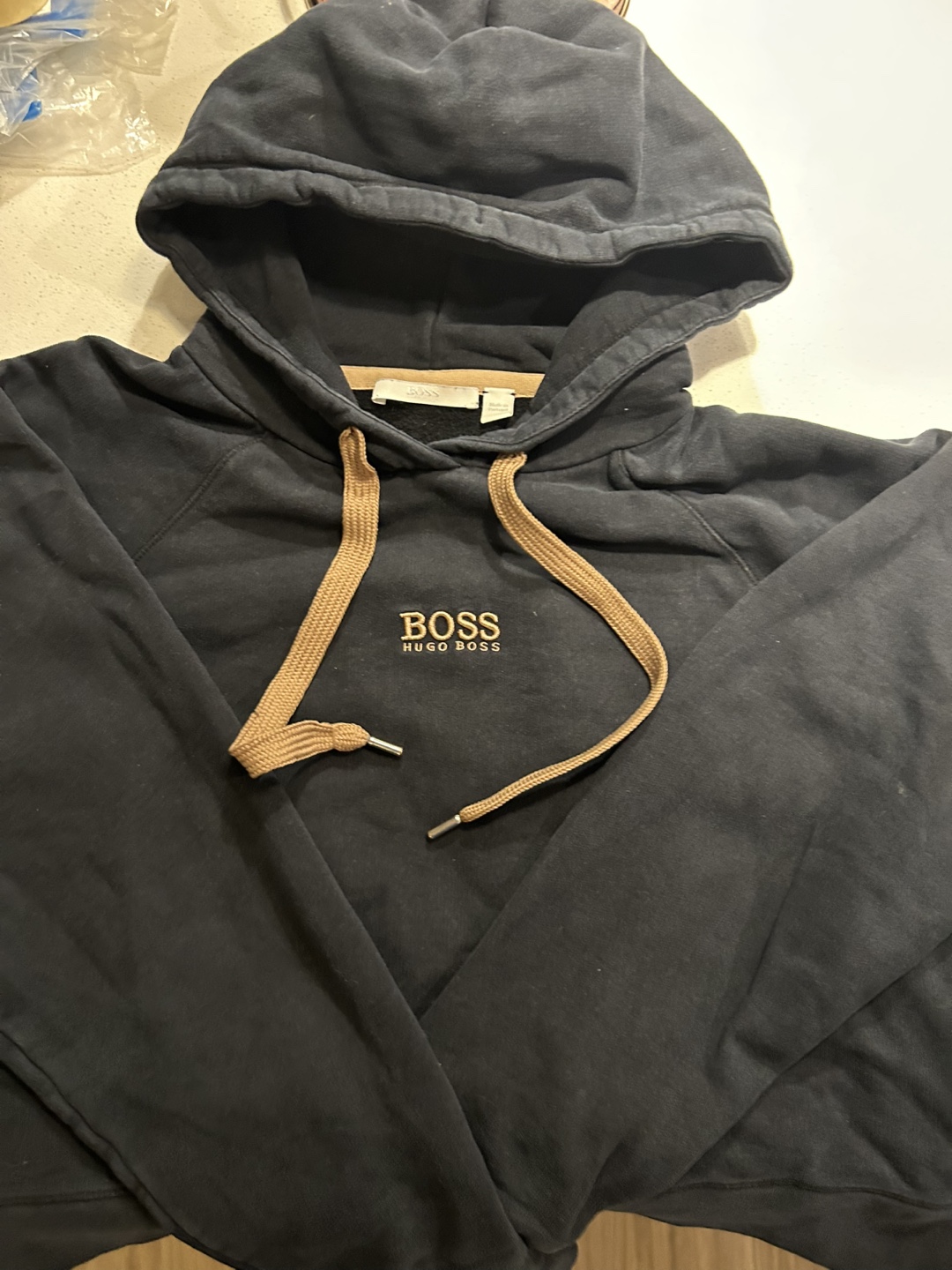 Hugo Boss Black Hoodie with Zipper Detail Size M