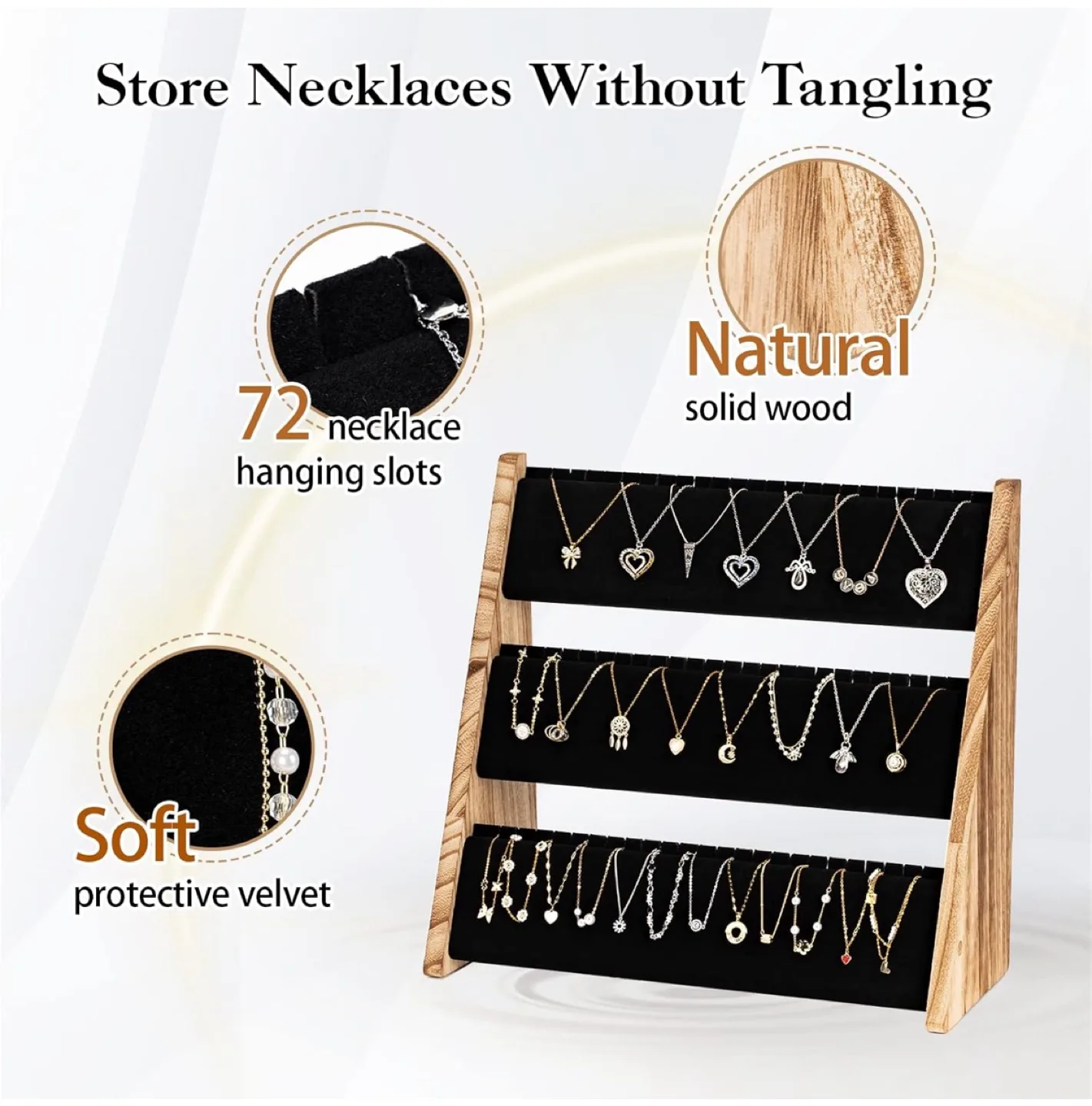 Wooden 3-Tier Necklace Display Stand image indicator(2)