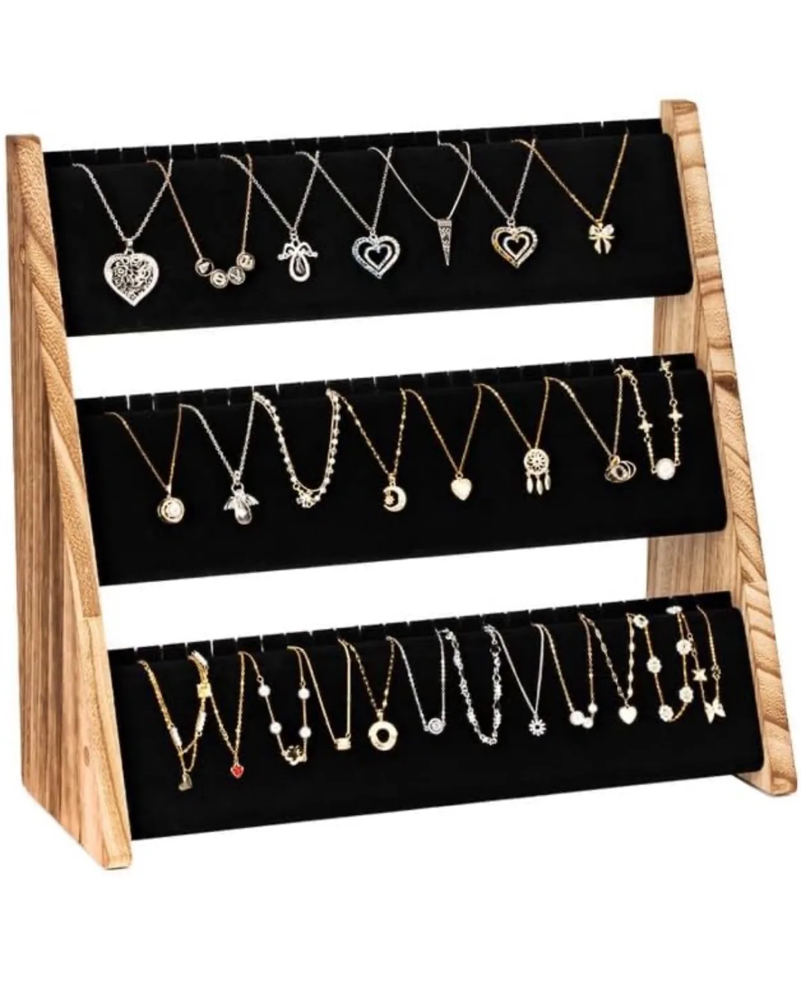Wooden 3-Tier Necklace Display Stand thumbnail