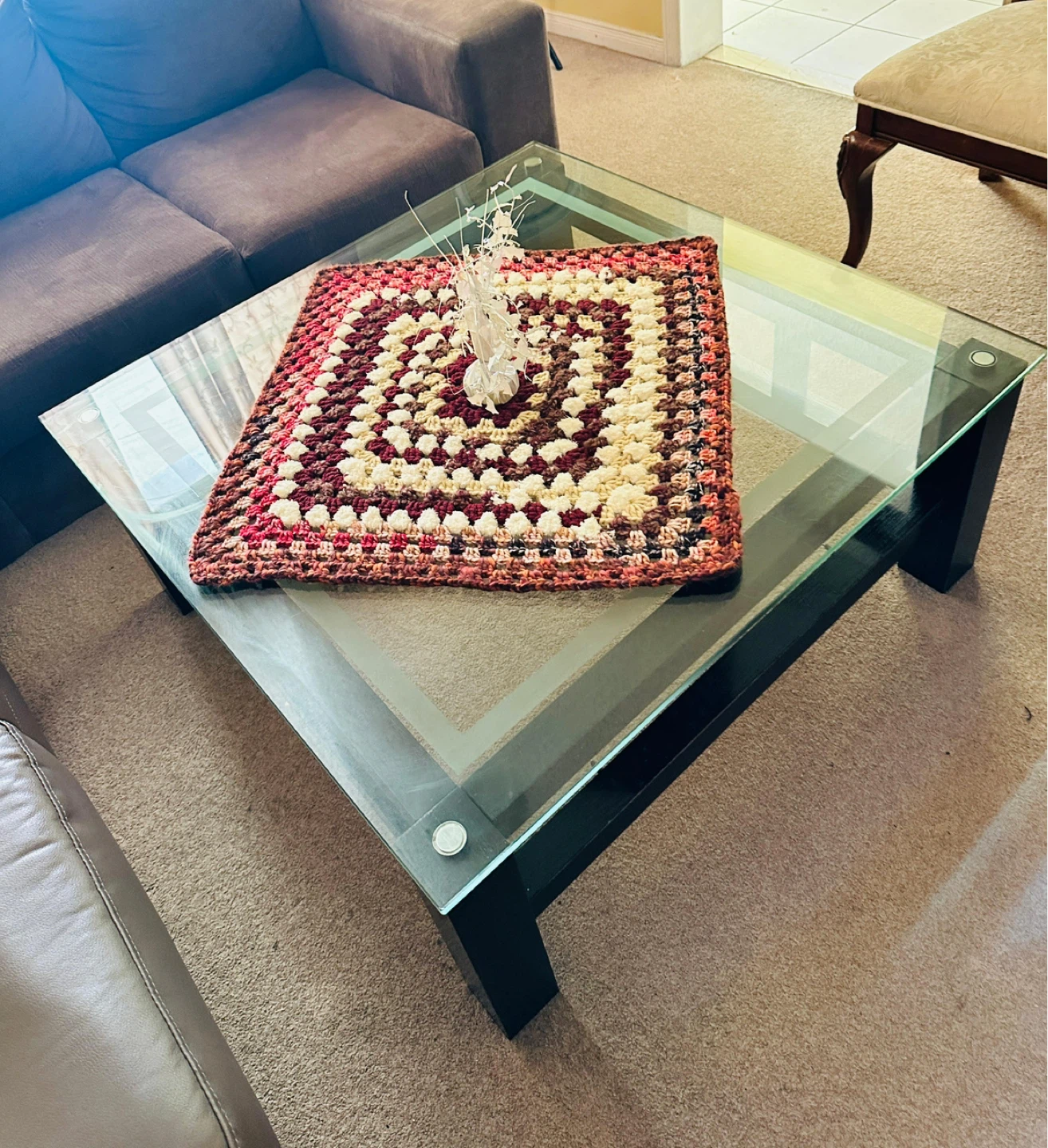 Glass Top Coffee Table with Black Frame - photo 2