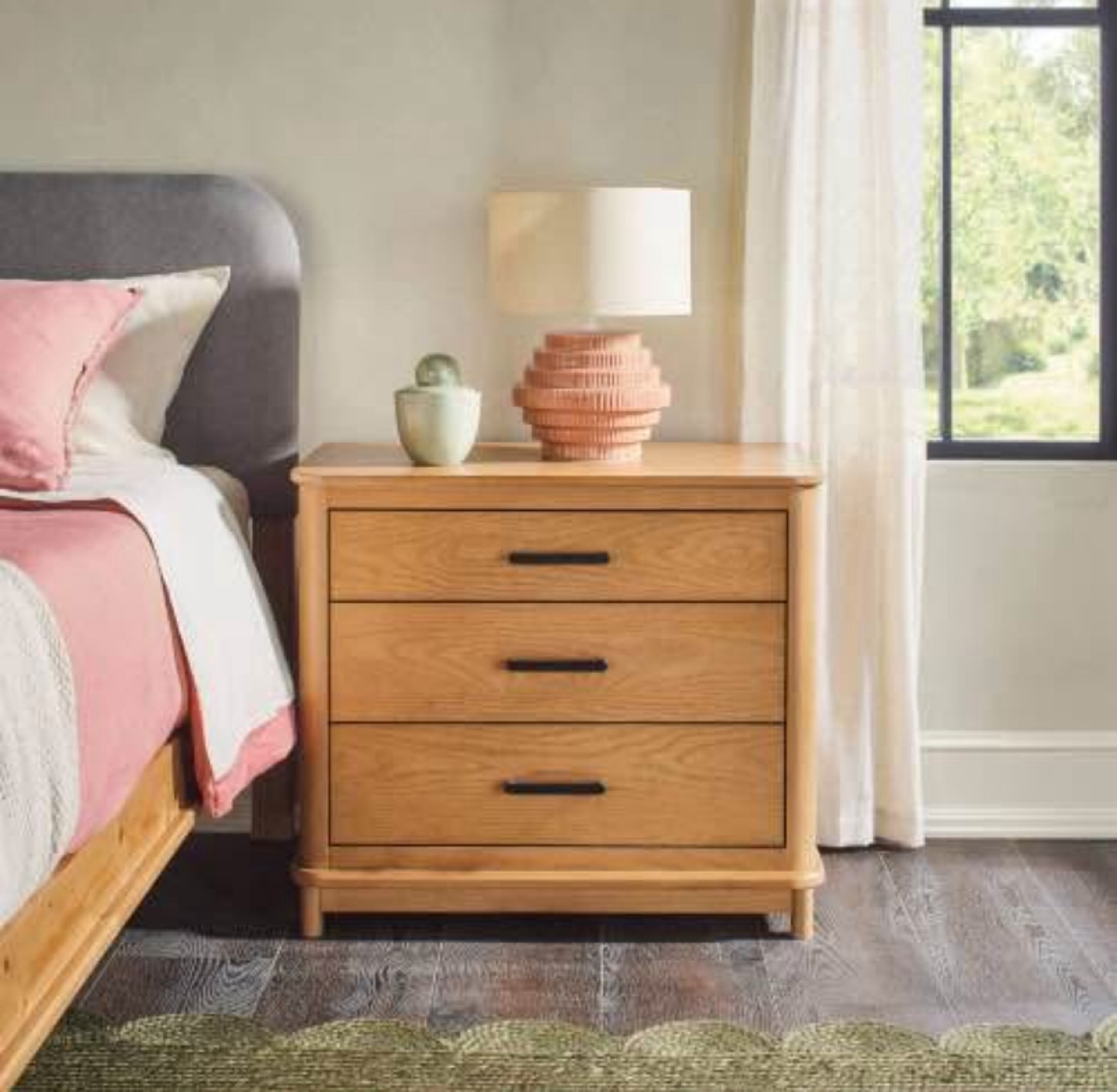 New 3 Drawer Nightstand English Oak Finish Solid Wood - photo 4
