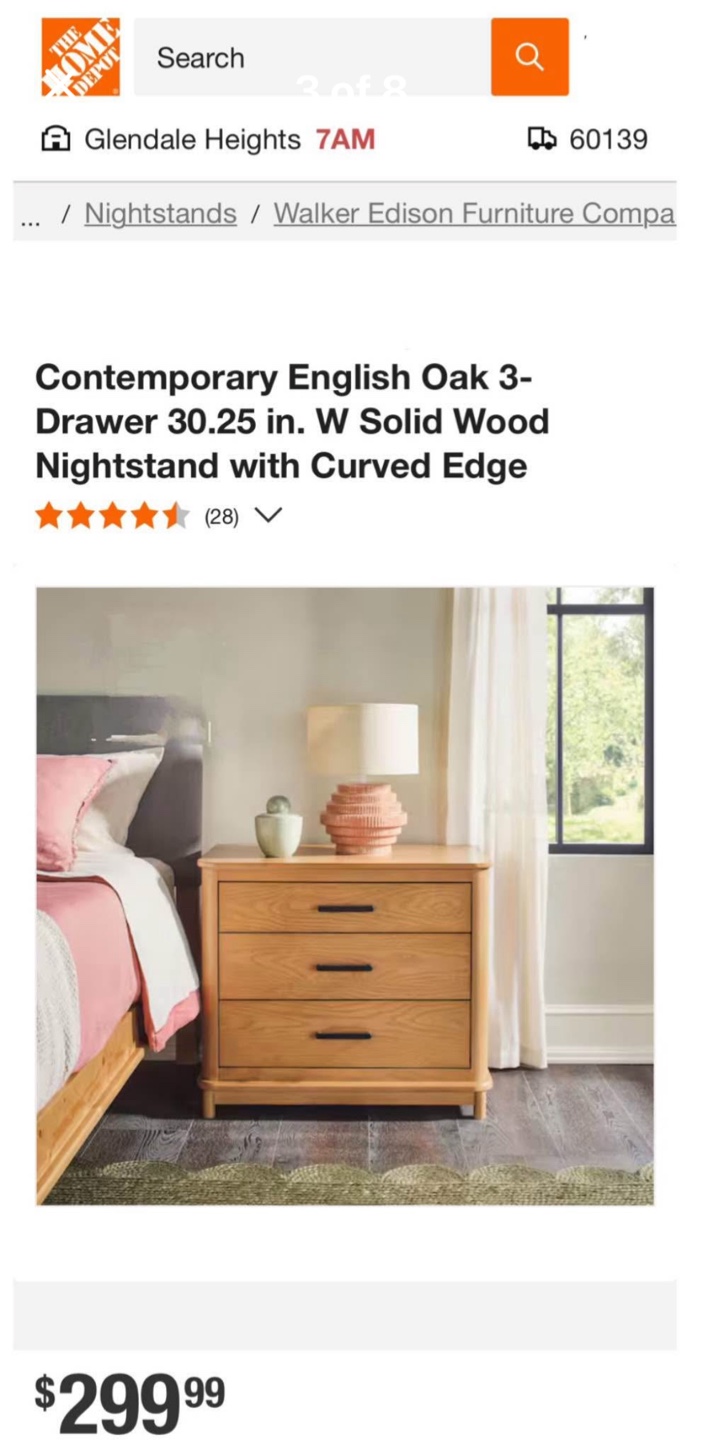 New 3 Drawer Nightstand English Oak Finish Solid Wood - photo 3