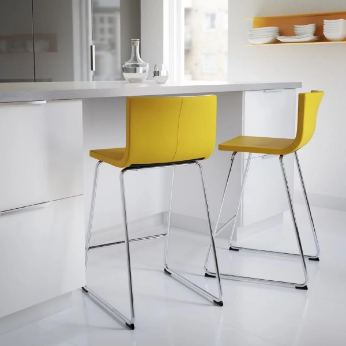 Yellow Modern Bar Stools - Set of 2 thumbnail