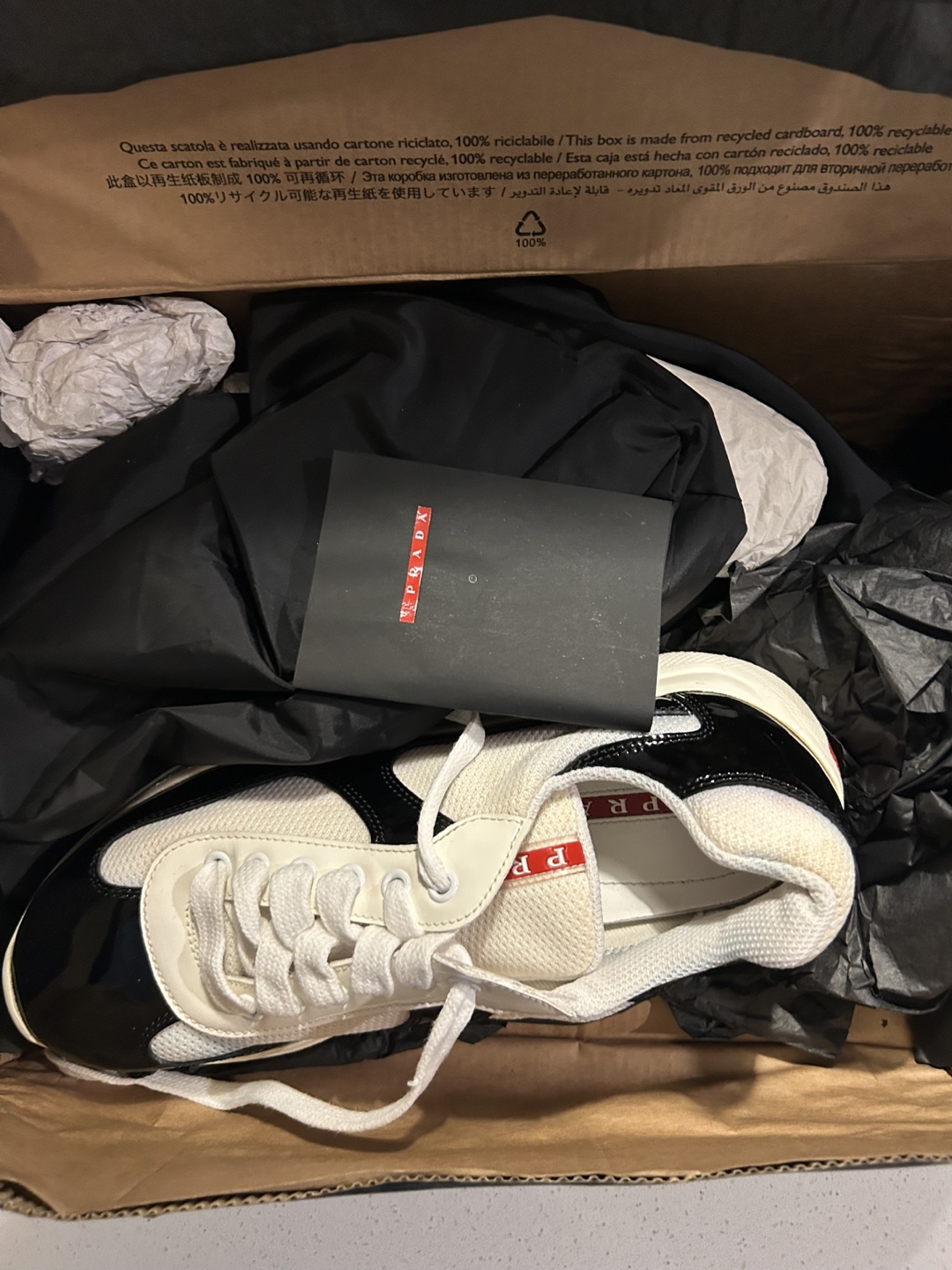 Prada White/Black Sneakers with Box - photo 3