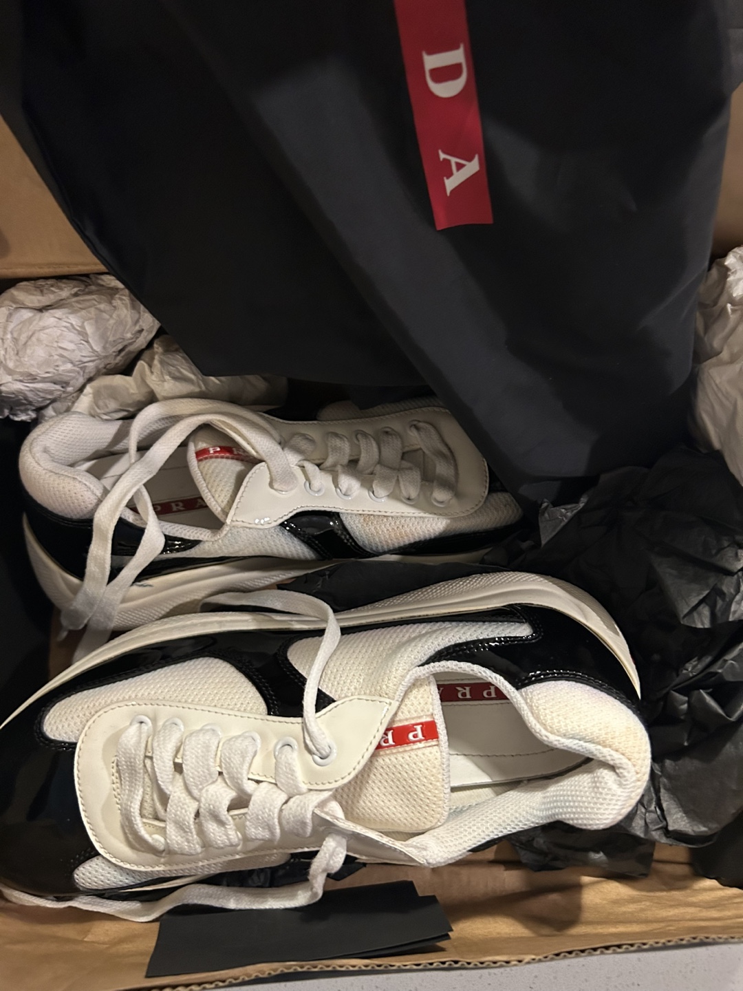 Prada White/Black Sneakers with Box - photo 4