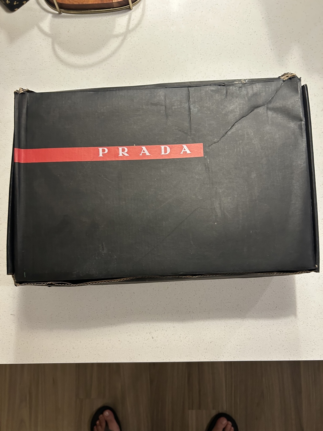 Prada White/Black Sneakers with Box