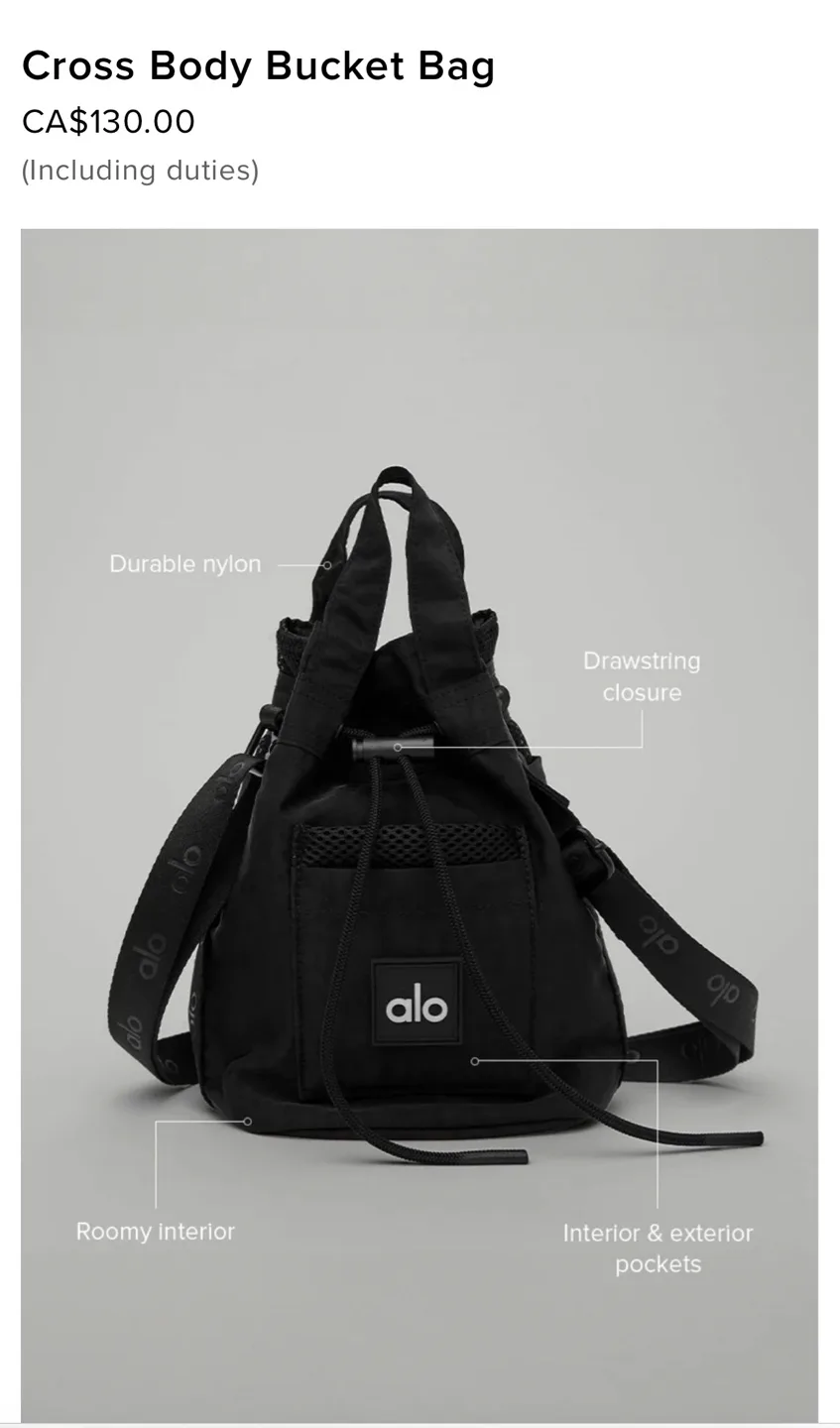 Alo Yoga Cross Body Bucket Bag - Black/Espresso image indicator(5)
