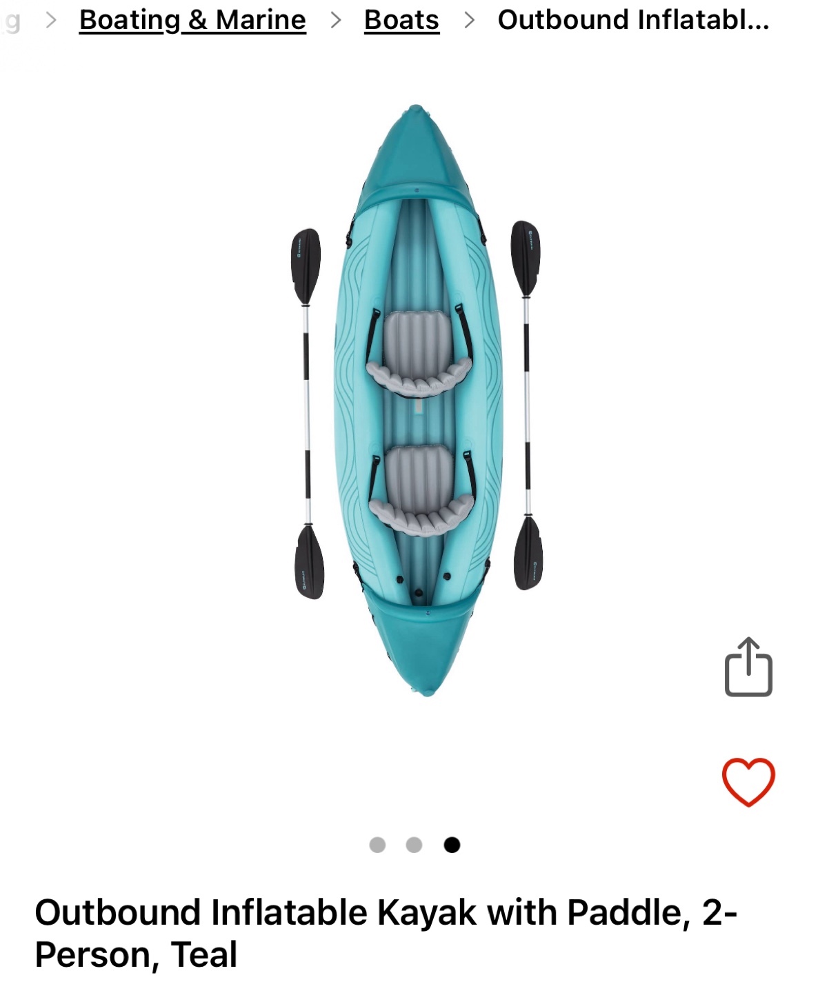 Outbound Inflatable Kayak with Paddle, 2-Person