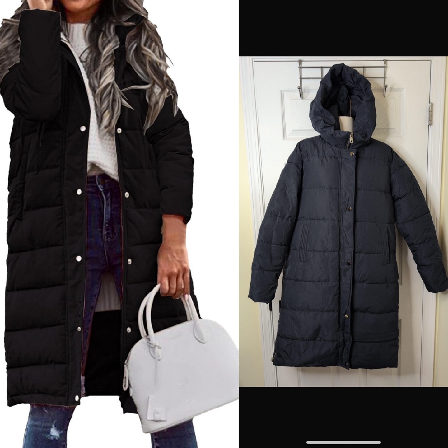 NEW! Navy Blue Long Puffer Winter Coat - Size L