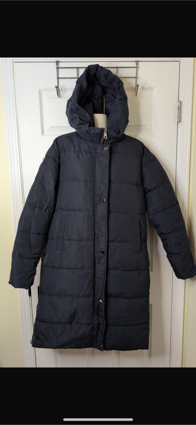 NEW! Navy Blue Long Puffer Winter Coat - Size L - photo 3