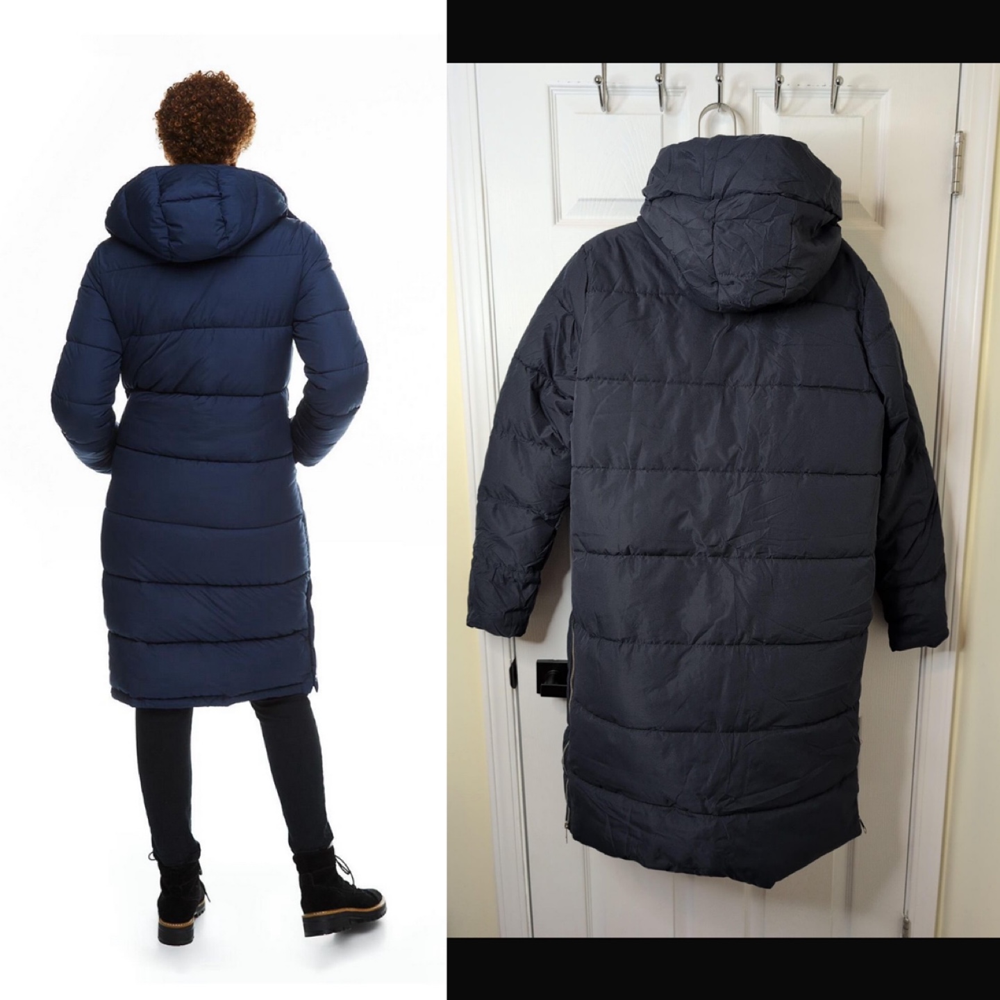NEW! Navy Blue Long Puffer Winter Coat - Size L - photo 2