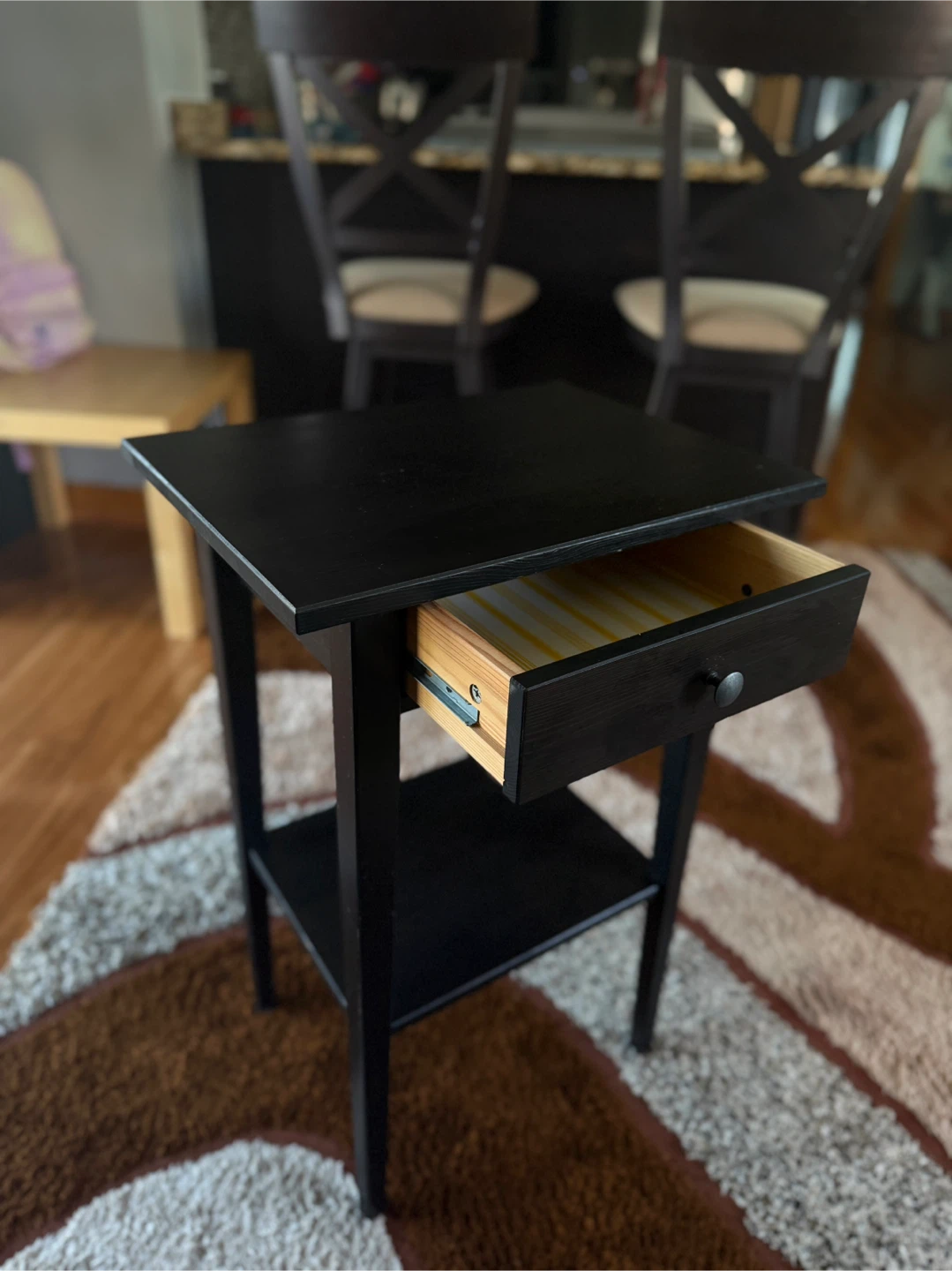 Black End Table with Drawer - photo 3