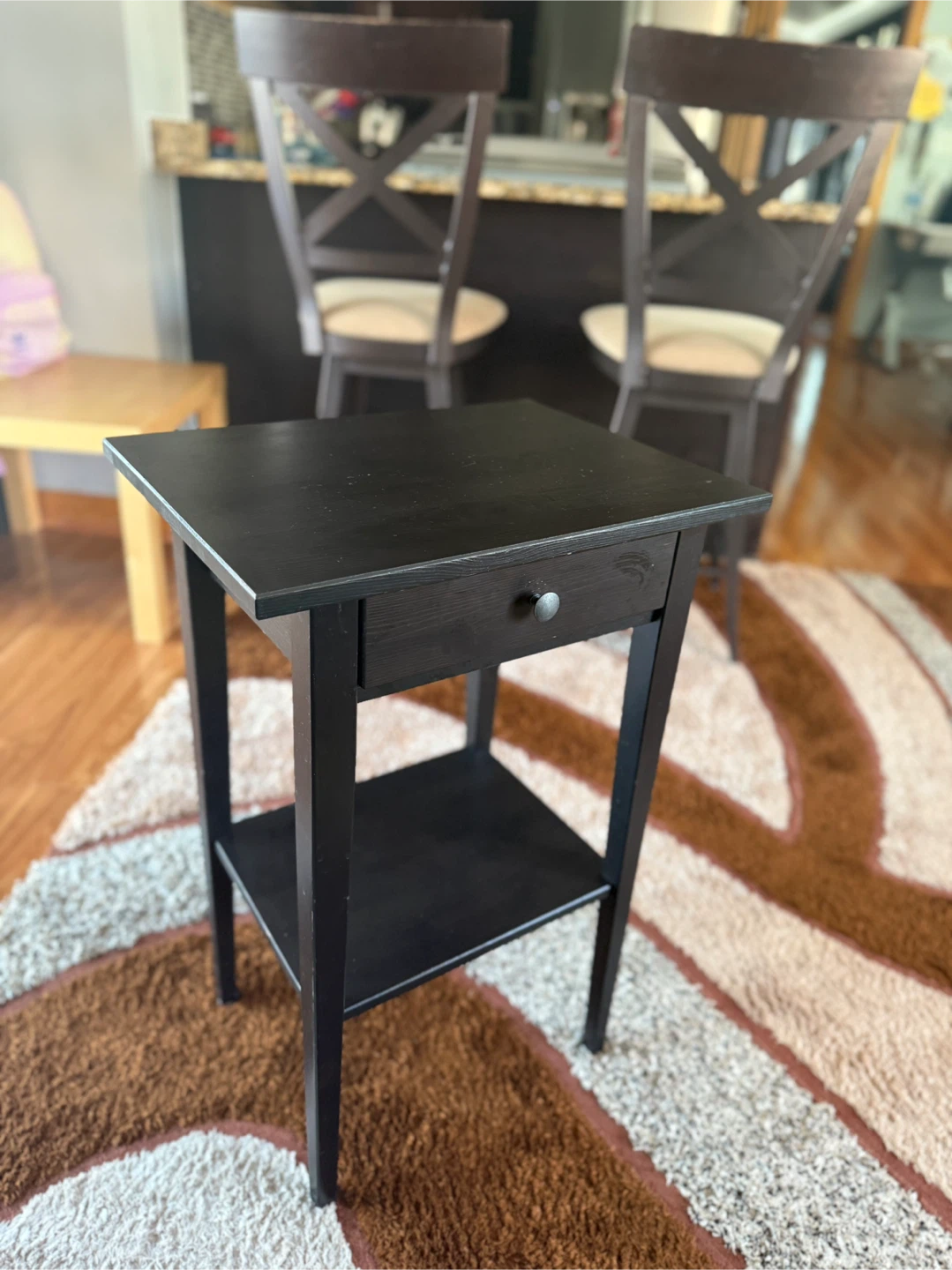 Black End Table with Drawer - photo 4