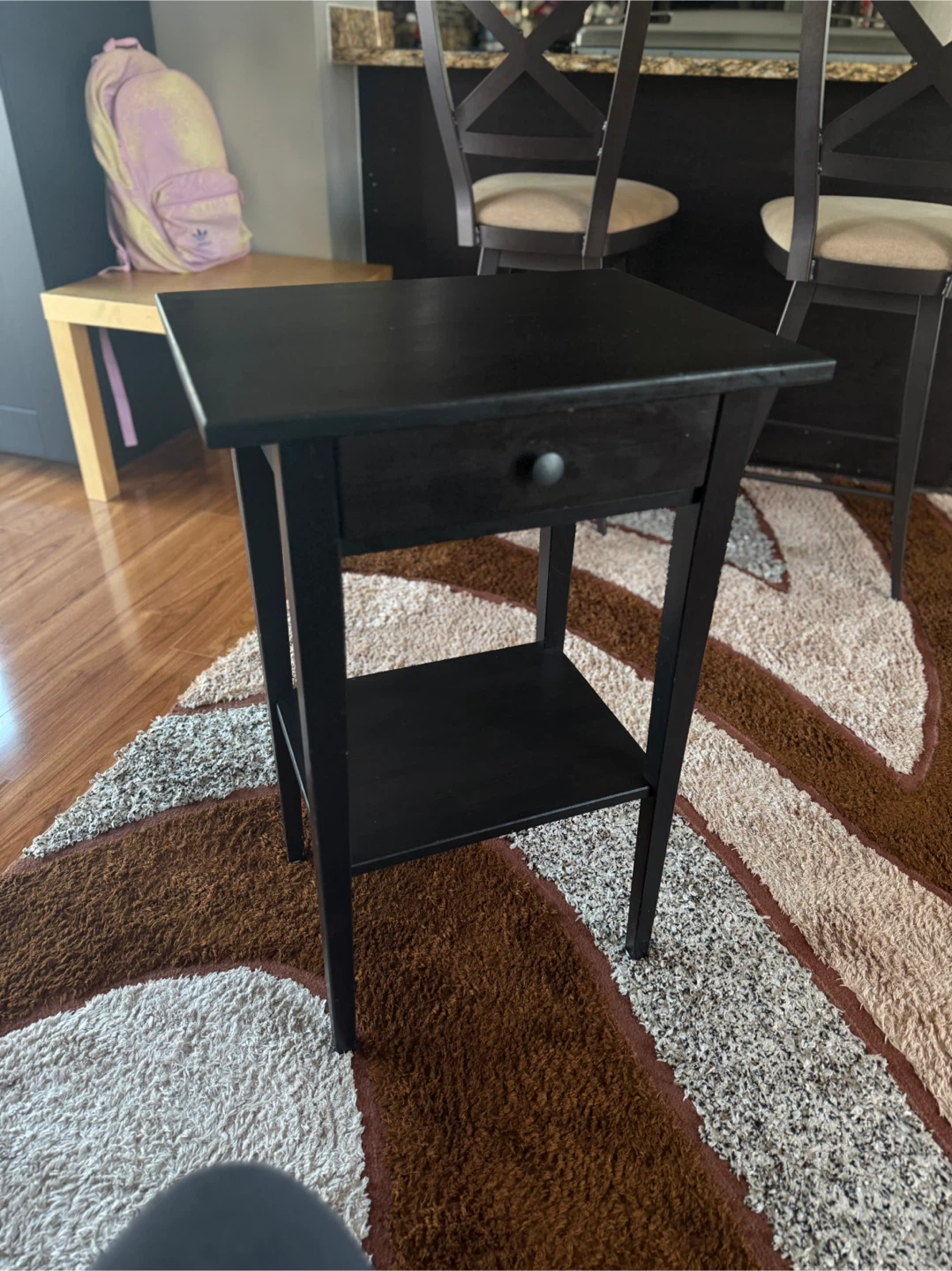 Black End Table with Drawer - photo 2