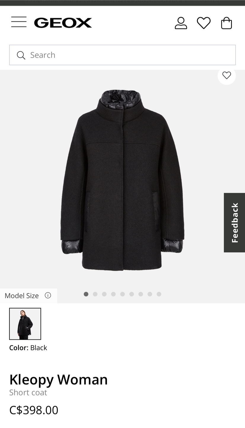 Geox Kleopy Woman Short Coat - Black