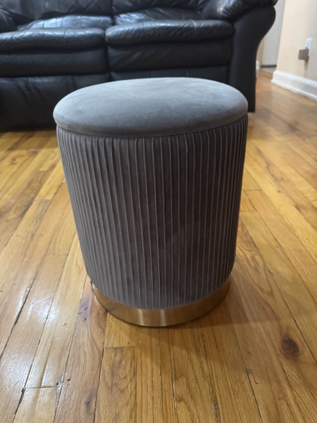 Gray Velvet Ottoman Stool