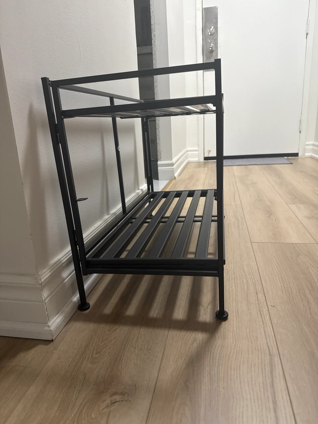 Black Metal 2-Tier Shoe Rack - photo 2