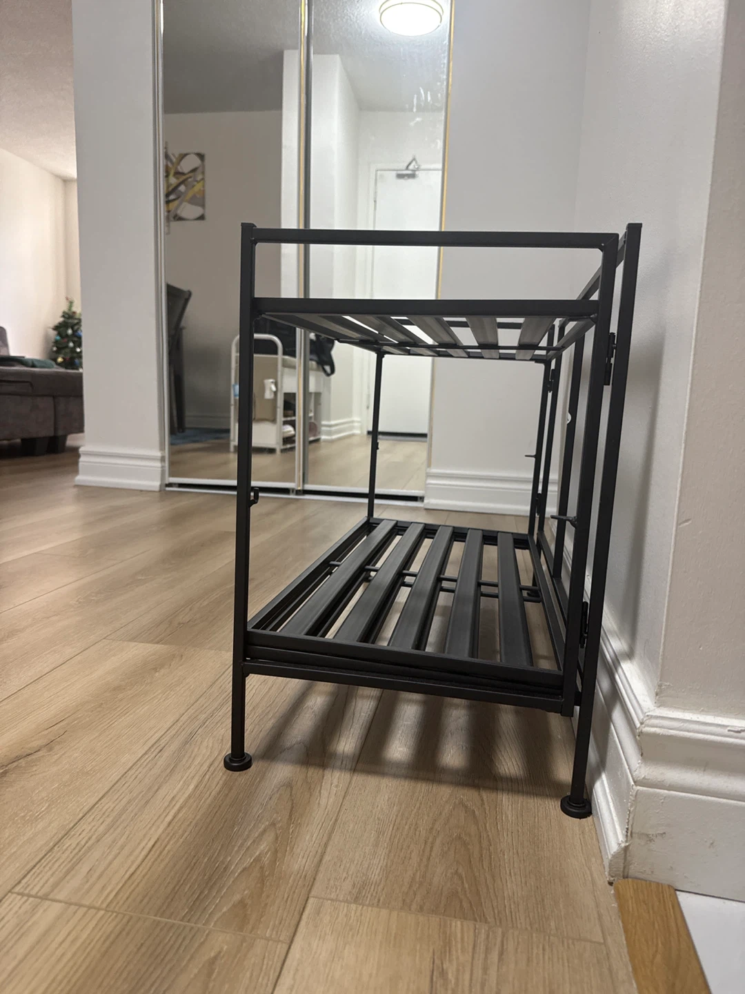 Black Metal 2-Tier Shoe Rack - photo 3
