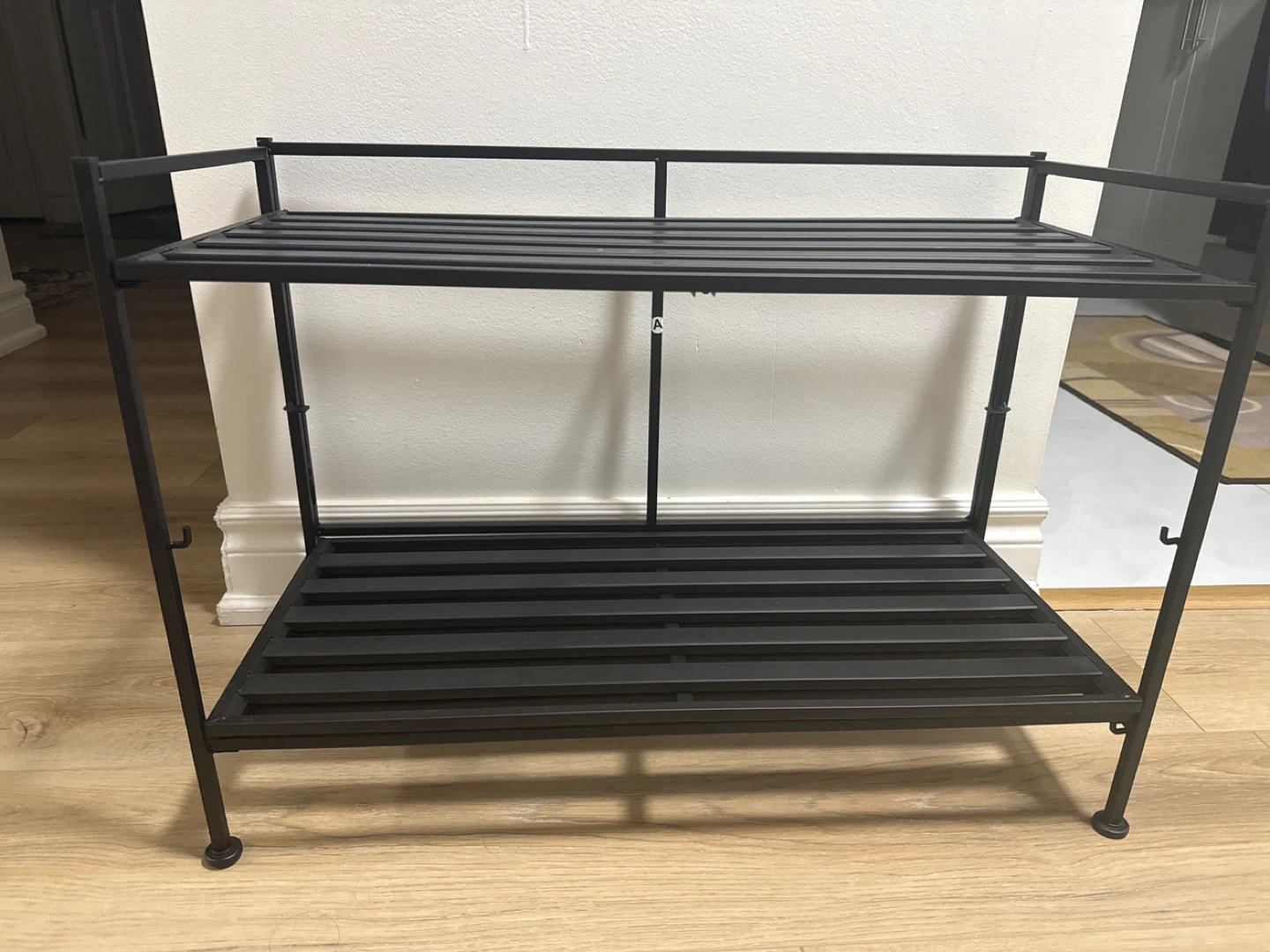 Black Metal 2-Tier Shoe Rack