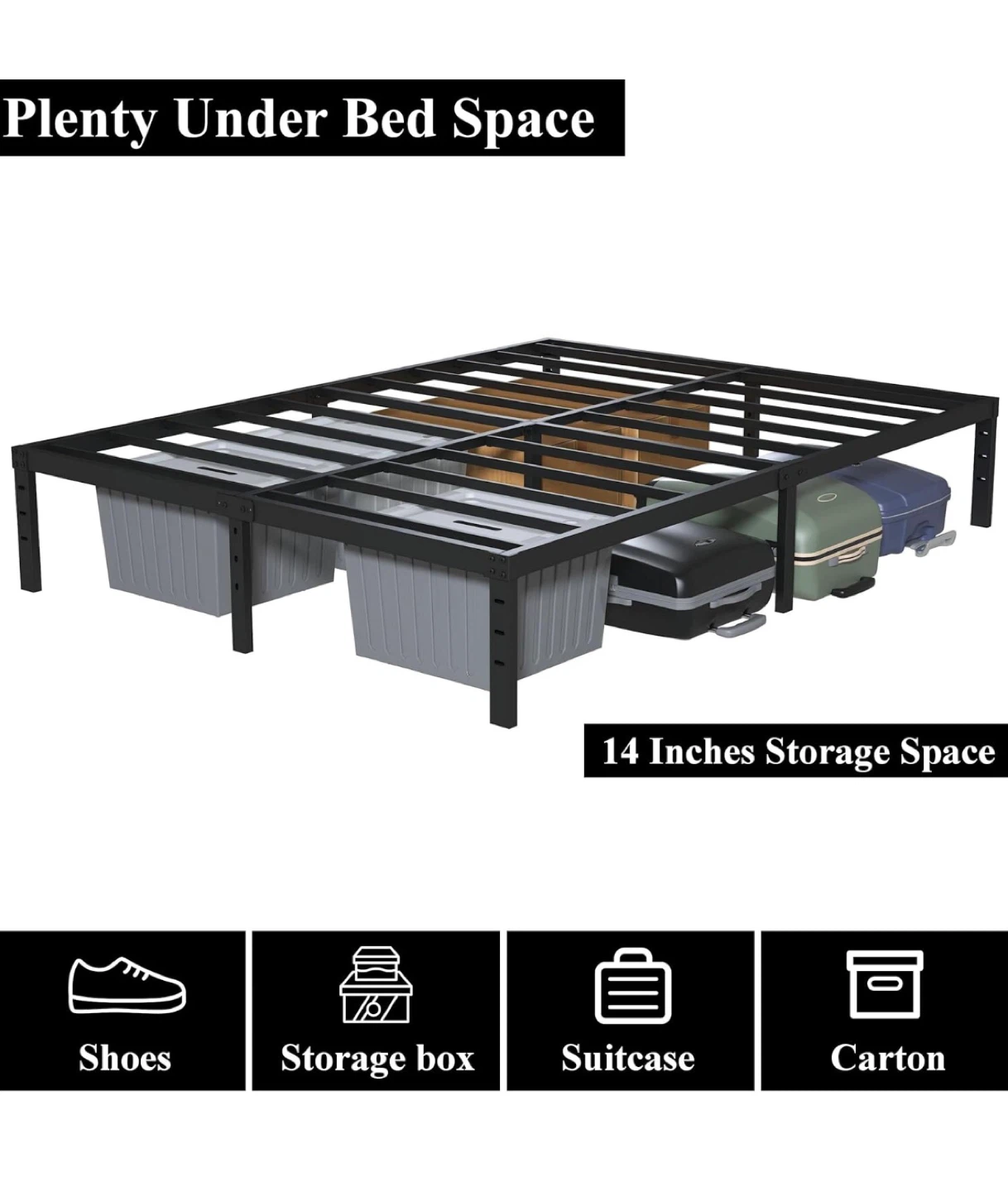 Metal Bed Frame with 14-inch Storage Space - photo 5
