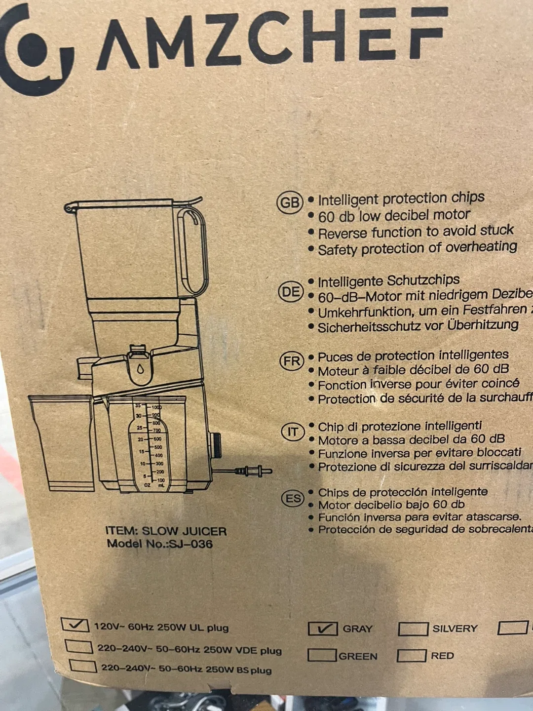 Amzchef Slow Juicer - Model SJ-036 image indicator(4)