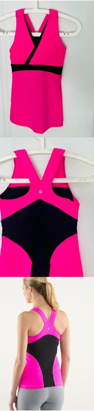 Lululemon Hot Pink & Black Tank Top thumbnail