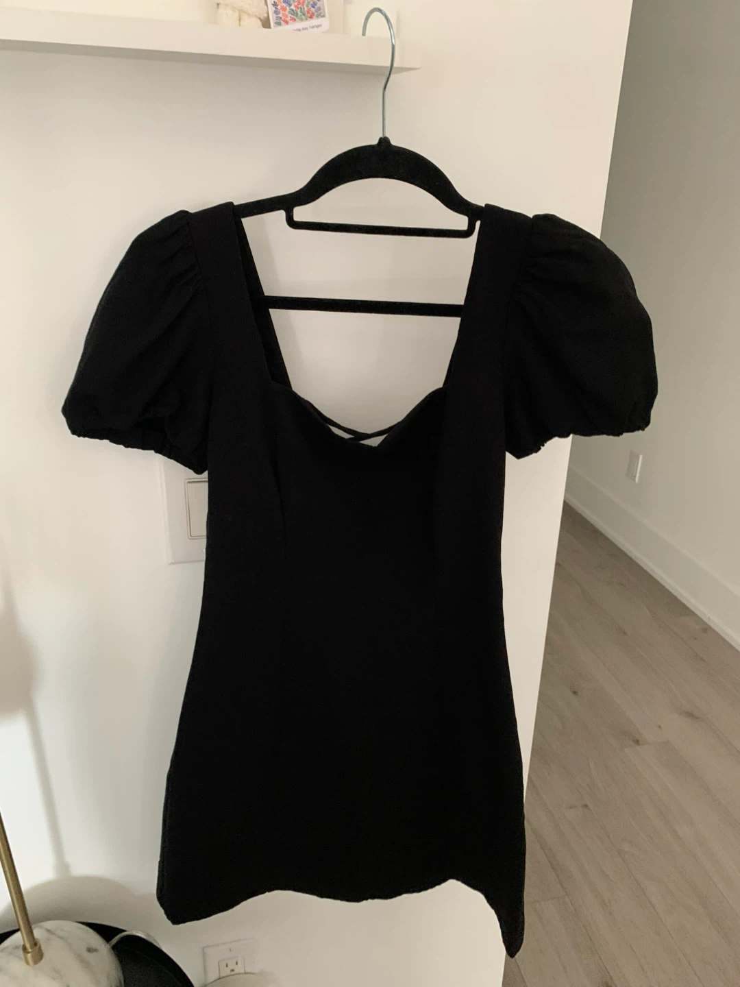 Zara Black Mini Dress with Puff Sleeves - photo 2