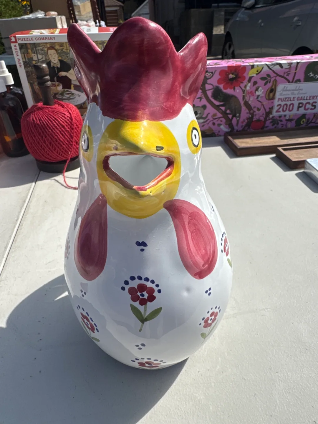 Les Petites Fleurs Rooster Pitcher - Hand Painted Italy image indicator(2)