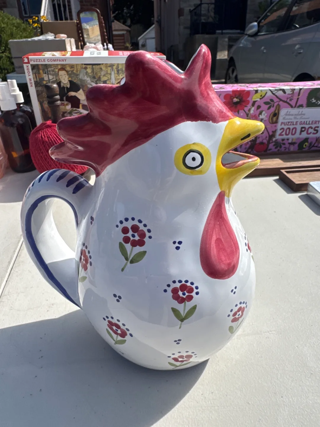Les Petites Fleurs Rooster Pitcher - Hand Painted Italy image indicator(3)